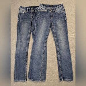 Warehouse One Lot Of 2 Jeans Women's 24 Reg Medium Wash Blue Straight